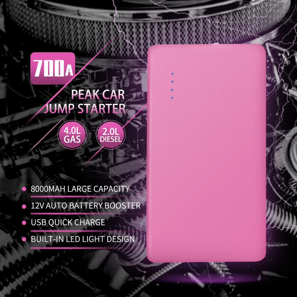 Pink 12V 8000mAh Jump Starter
